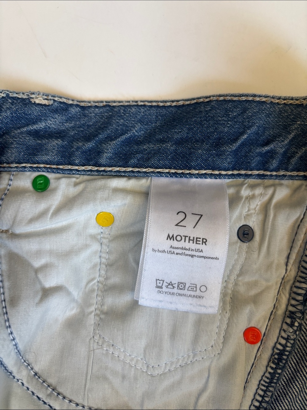 Mother Snacks Lemon Twist Sneak Jeans Blue Rolling In The Dough Women’s Size 27 - Picture 4 of 16